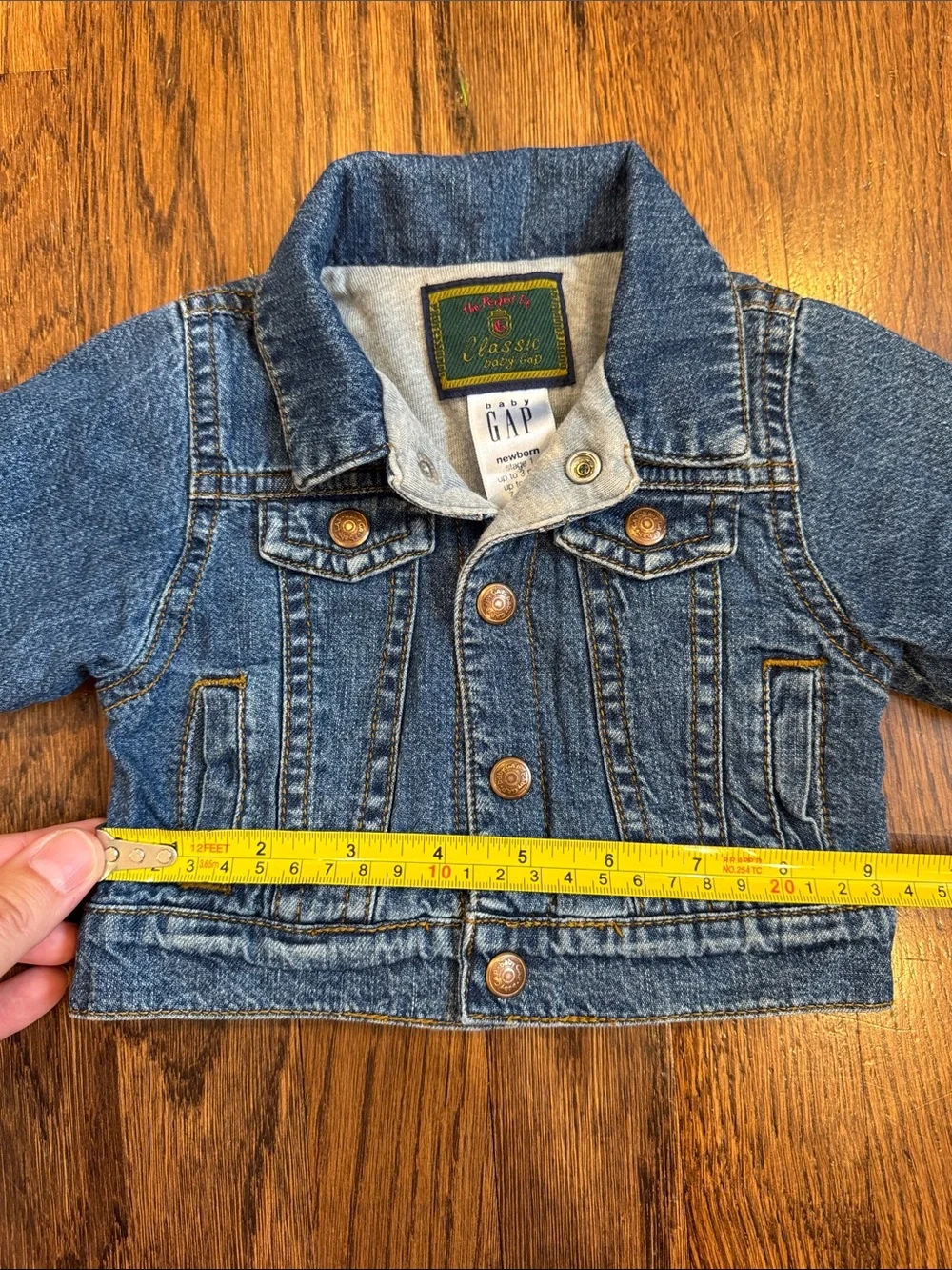 Baby GAP Medium Blue Denim Jacket with Grey Lined Collar size newborn stage 1